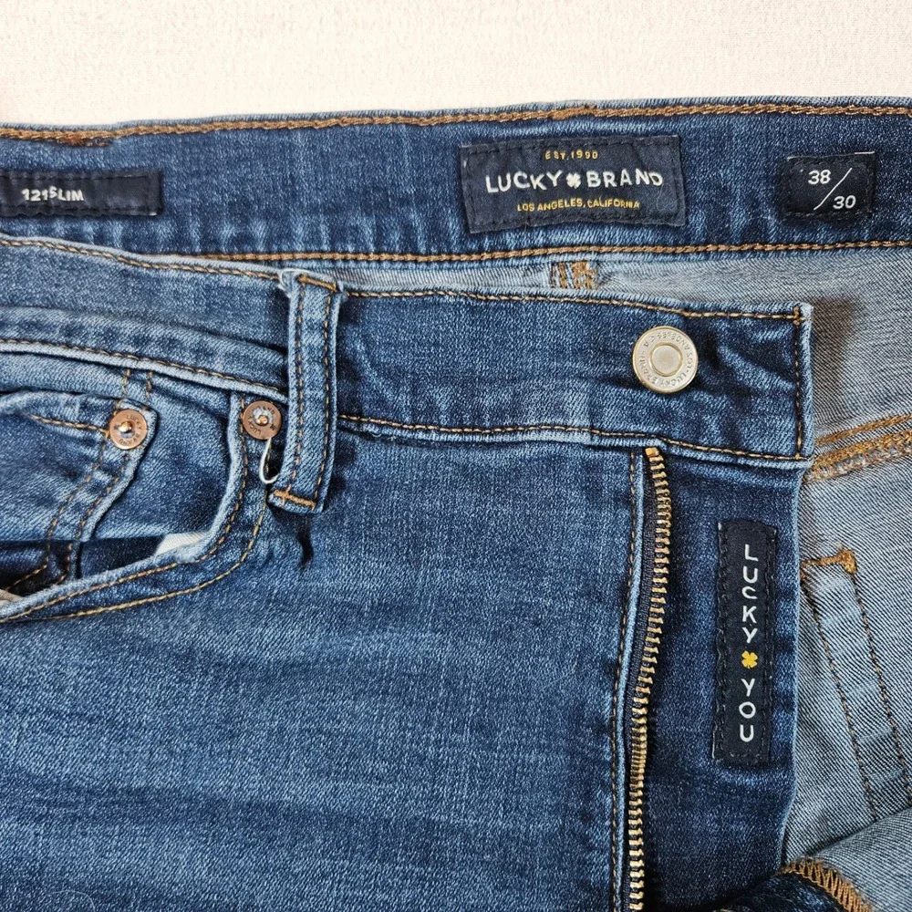 Lucky‎ Brand 121 Slim Jeans Mens 38x30 Dark Blue Denim Stretch 7MP10198